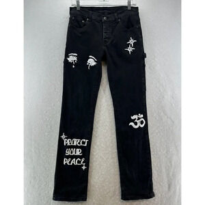 DRIPT Denim Jeans Mens 30 Protect your Peace Carpenter Dark Washed Black